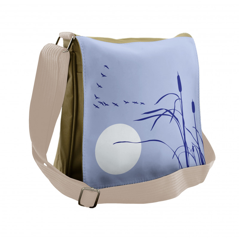 Abstract Team of Geese Moon Messenger Bag