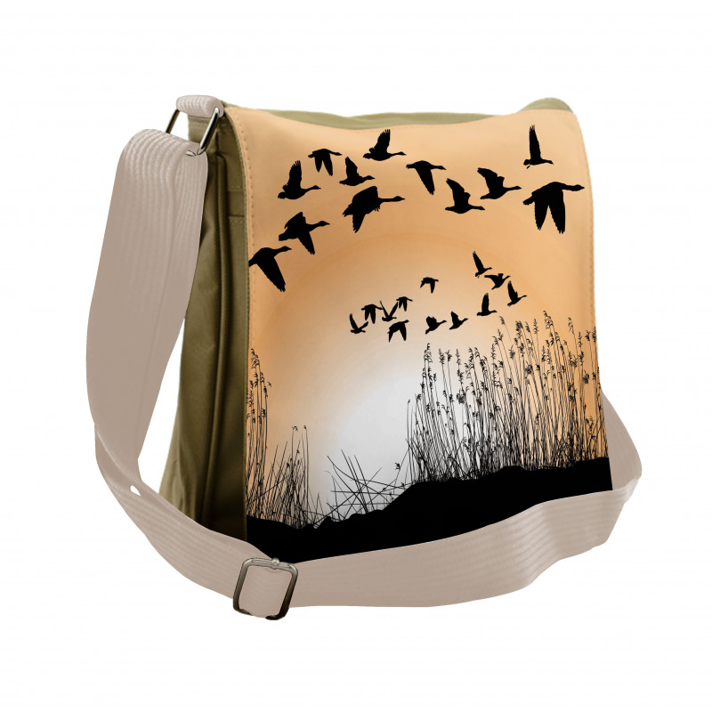 Reeds Silhouettes in the Sky Messenger Bag