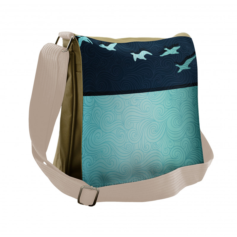 Abstract Birds Curl Ornament Messenger Bag