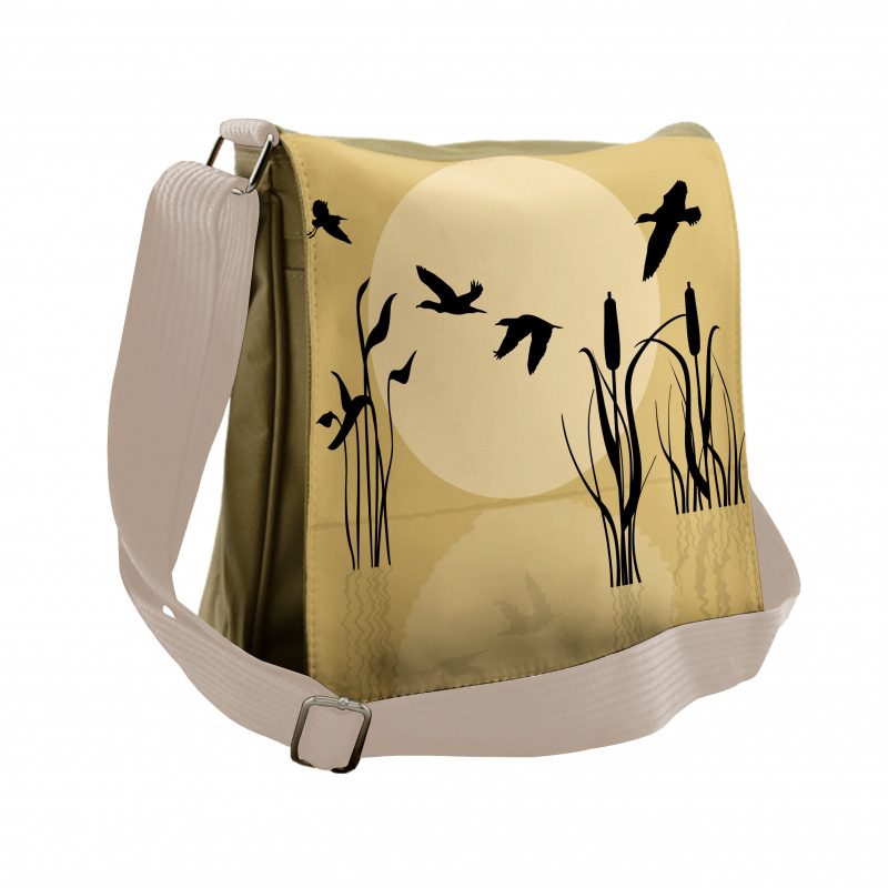 Flying Birds over Lake Sun Messenger Bag