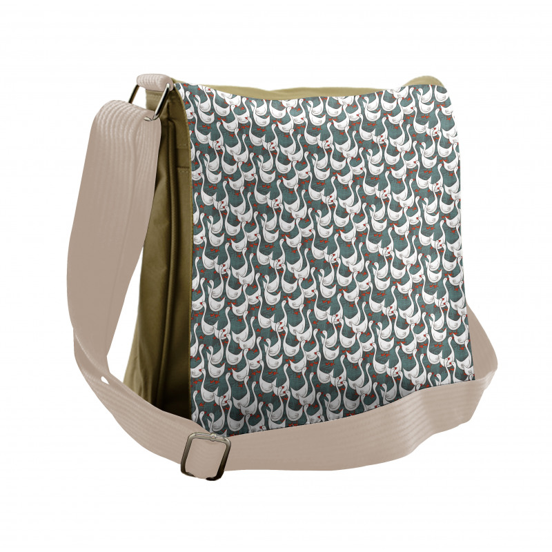 Happy White Birds on Free Messenger Bag