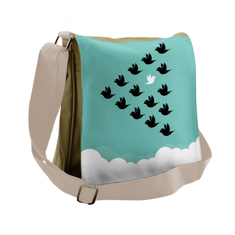 Bird Silhouettes over Clouds Messenger Bag