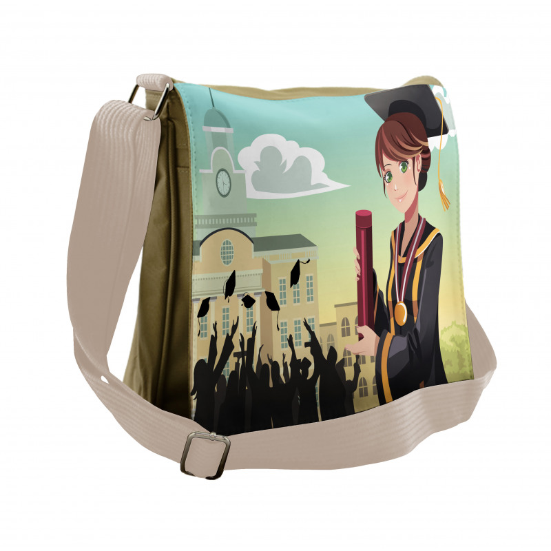 Girl Holding Diploma Messenger Bag