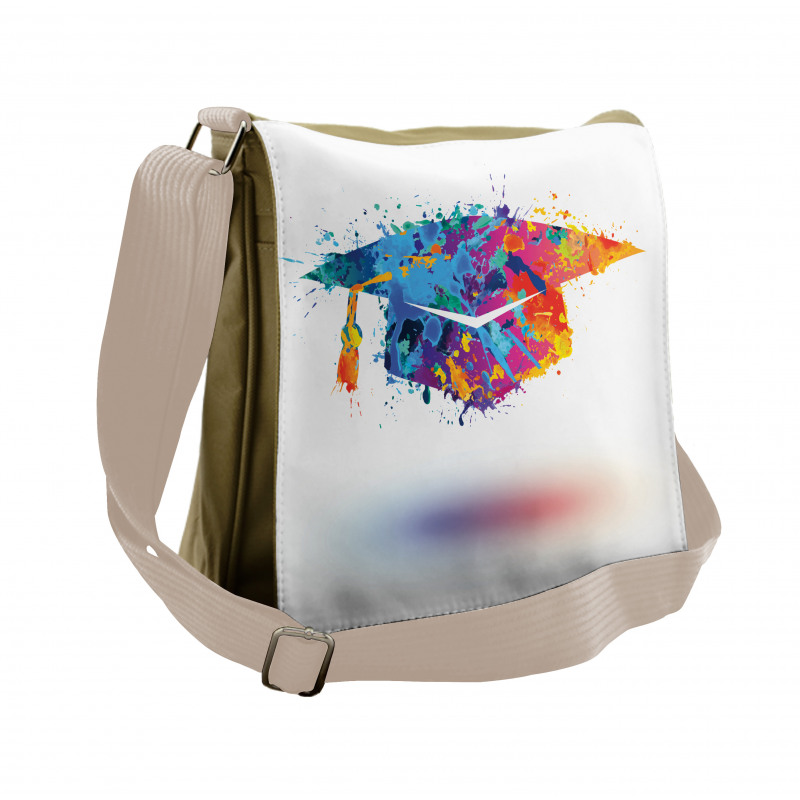 Colorful Cap Paint Blots Messenger Bag