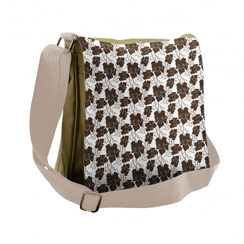 Detailed Leaves Curl Stalk Messenger Bag