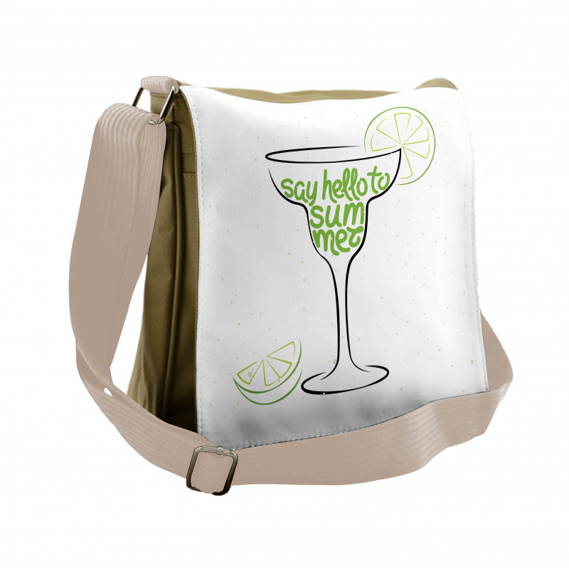 Cocktail Glass with Limes Messenger Bag