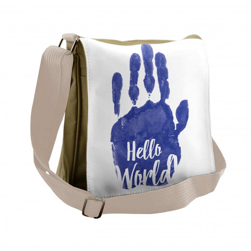 Hello World Color Hand Print Messenger Bag