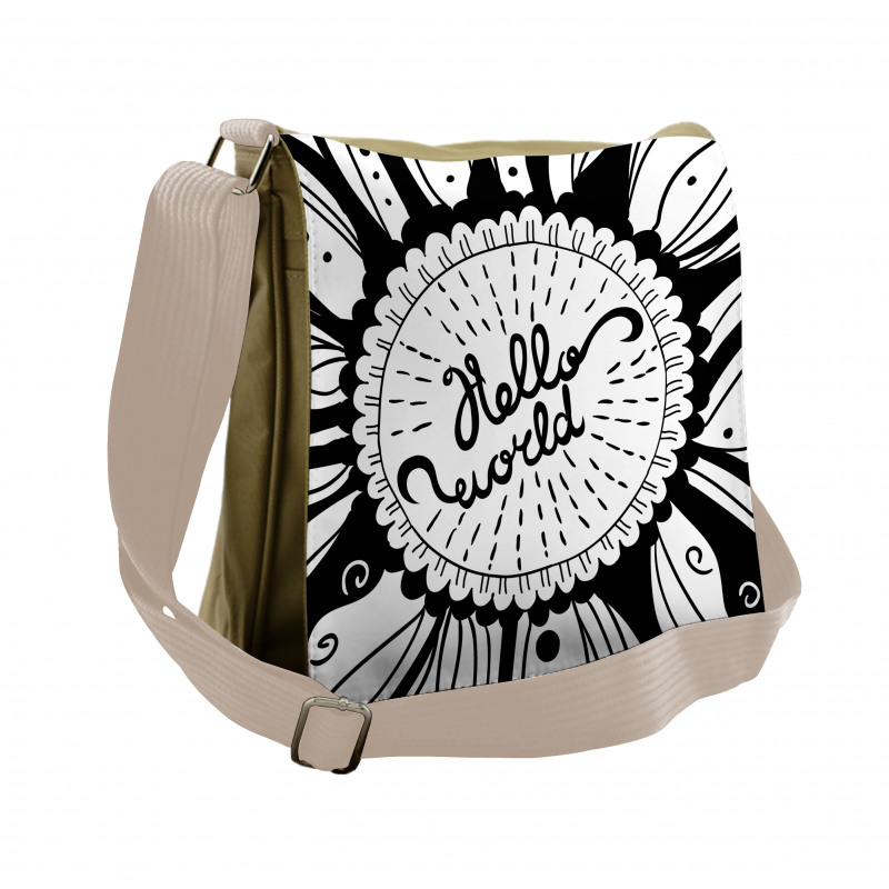 Monochrome Style Hello World Messenger Bag