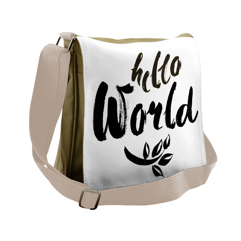 Brush Lettering Hello World Messenger Bag