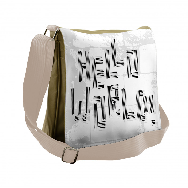 Abstract Striped Hello World Messenger Bag