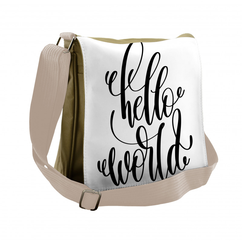 Hand Written Hello World Art Messenger Bag