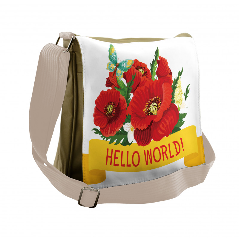 Hello World Spring Flowers Messenger Bag