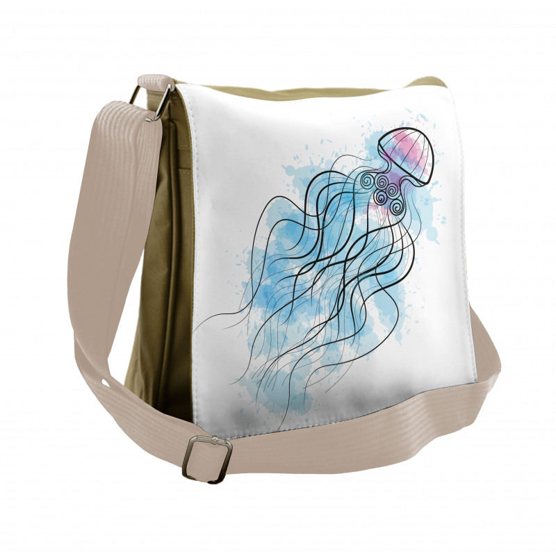 Outline Curly Tentacles Messenger Bag