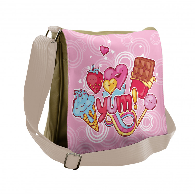 Heart Ice Cream Strawberry Messenger Bag