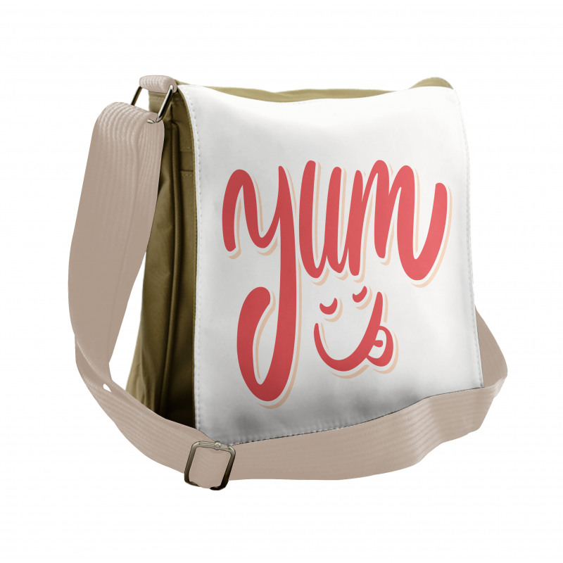 Words with Emoji Licking Face Messenger Bag