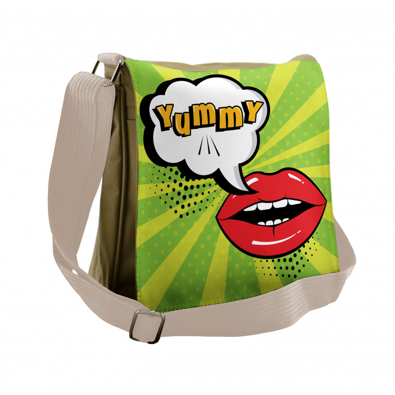 Retro Comic Balloon Lips Art Messenger Bag