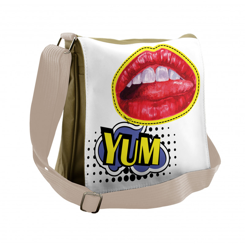 Woman Lips Wording Pop Artwork Messenger Bag