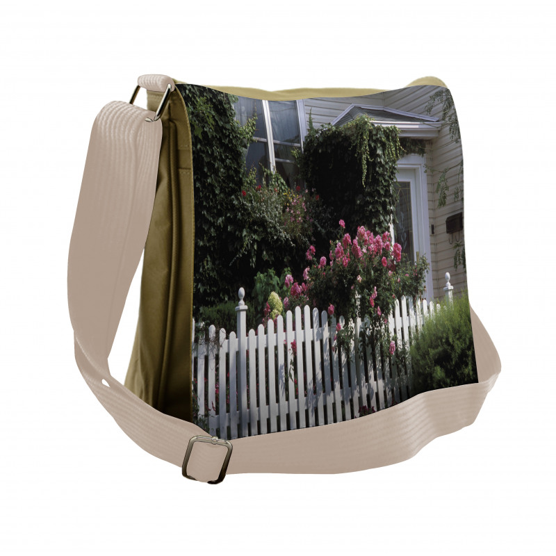 Floral Cozy House Garden Art Messenger Bag