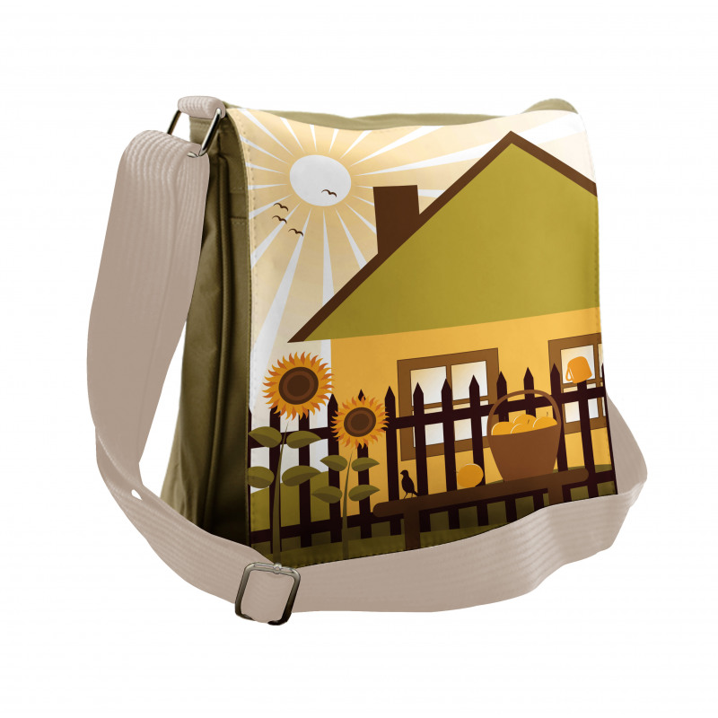 Cartoon House with Garden Messenger Bag