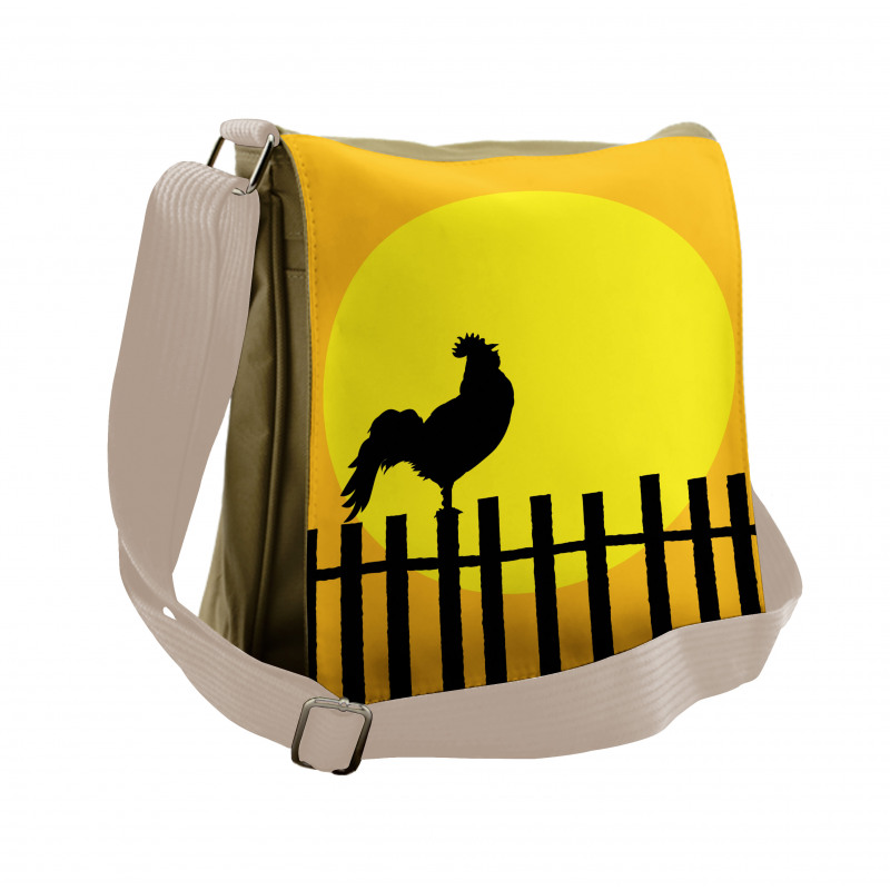 Rooster Silhouette Sunrise Messenger Bag