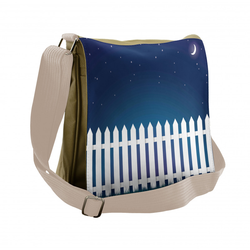 Starry Night with Crescent Messenger Bag