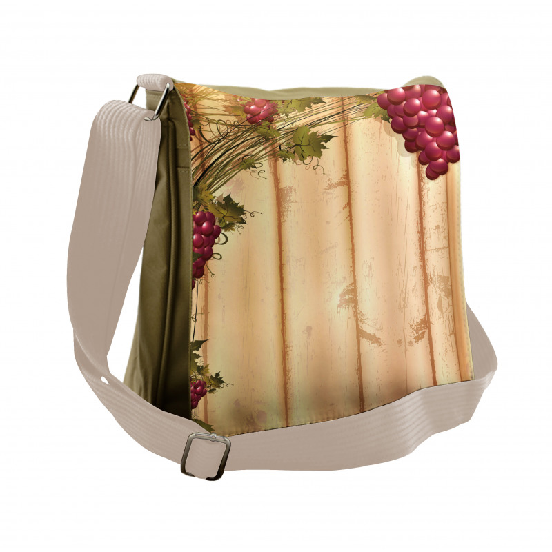 Grapes Wooden Illustration Messenger Bag