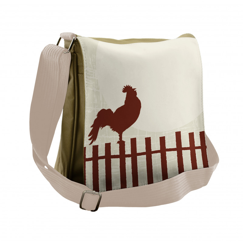 Rooster Silhouette Grunge Messenger Bag