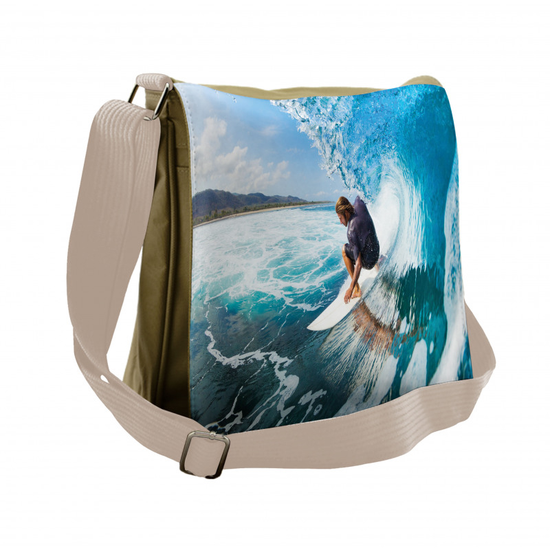 Coastal Surfing on Waves Messenger Bag