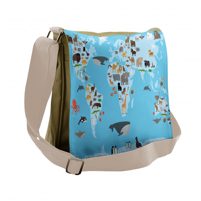 Guide Animals World Map Messenger Bag