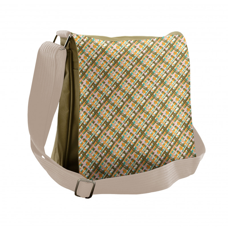 Crossed Brushstroke Lines Messenger Bag