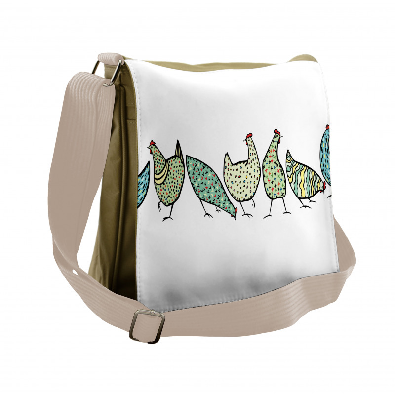 Farm Hen with Ornaments Messenger Bag