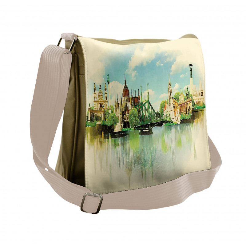 Watercolor Old Budapest Messenger Bag