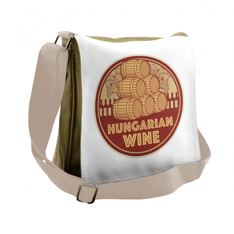 Vintage Hungarian Wine Text Messenger Bag