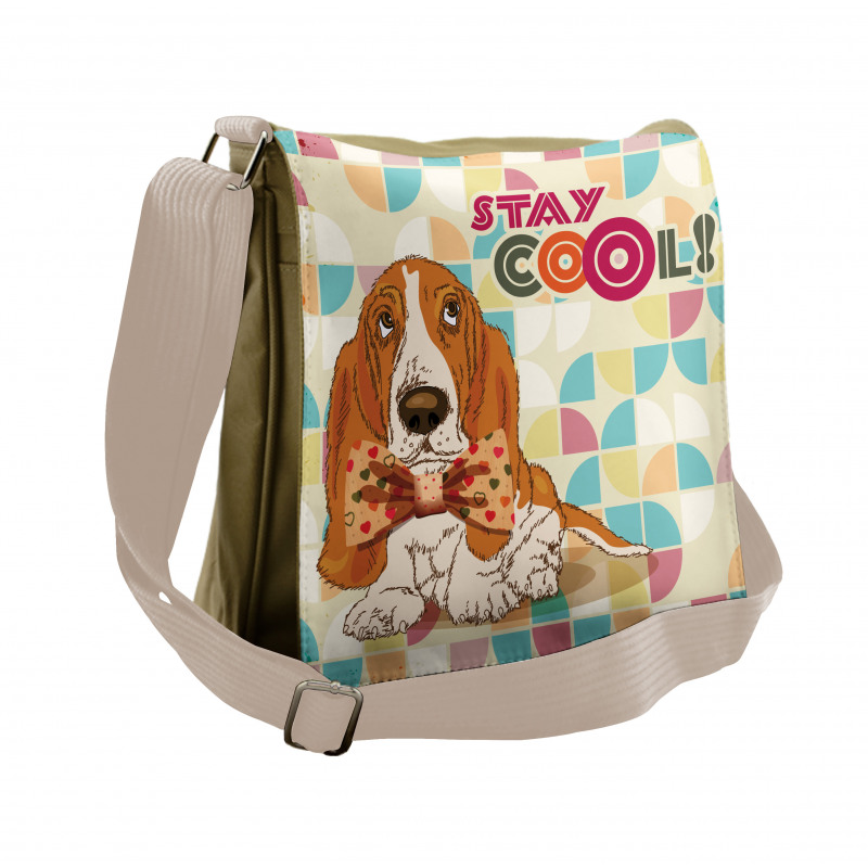 Basset Hound Dog with Bow Messenger Bag