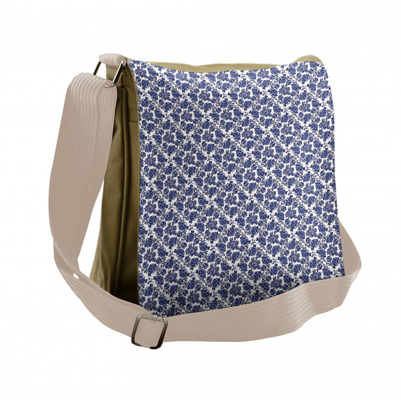 Abstract Rose Flower Branch Messenger Bag