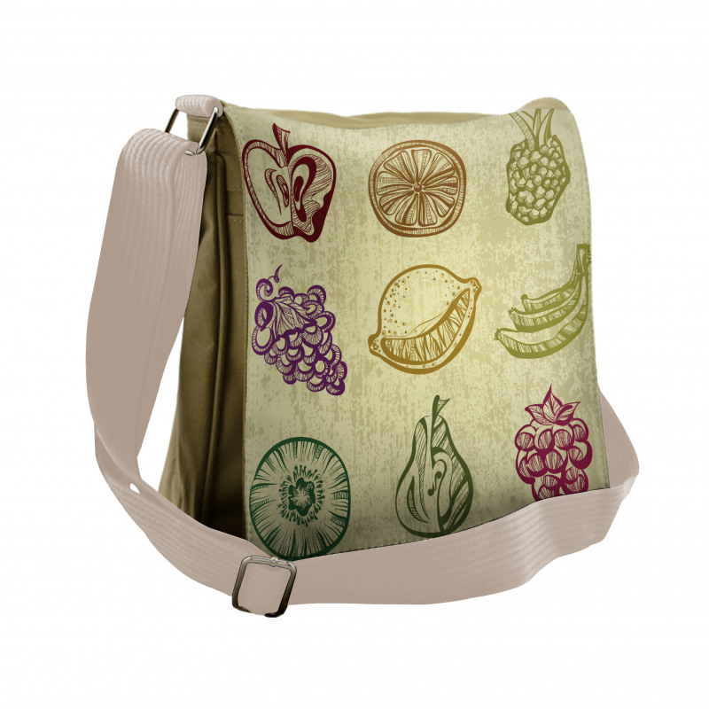 Kiwi Pineapple Grapes Berries Messenger Bag