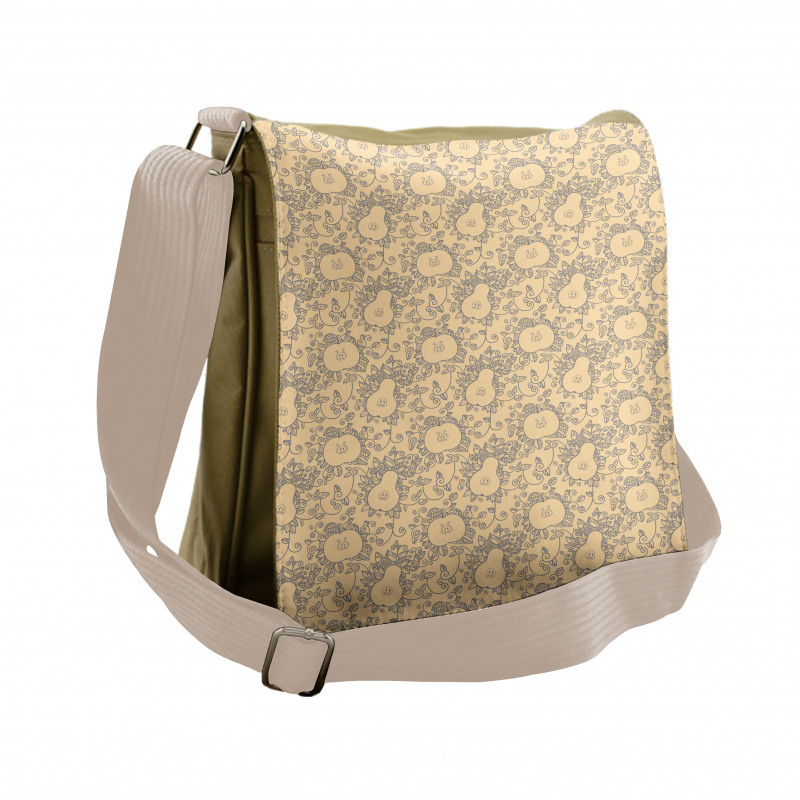 Pastel Monochrome Fruit Leaves Messenger Bag