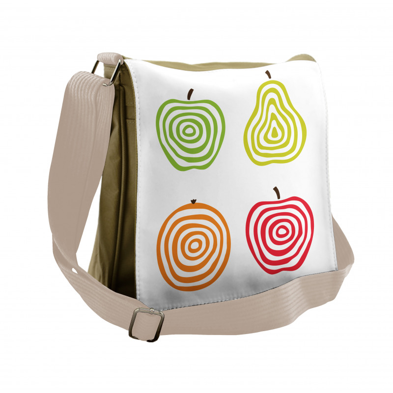 Apples Pear and Orange Line Messenger Bag