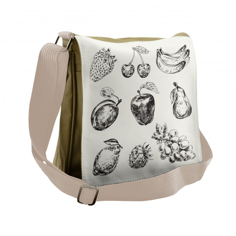 Retro Banana Strawberry Plum Messenger Bag