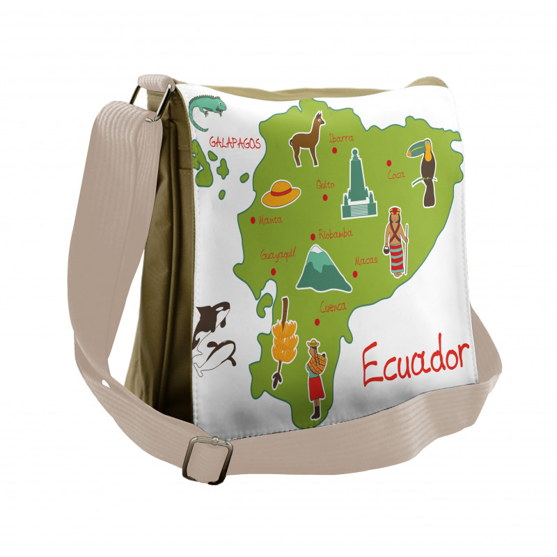 Infographic Map Landmarks Messenger Bag