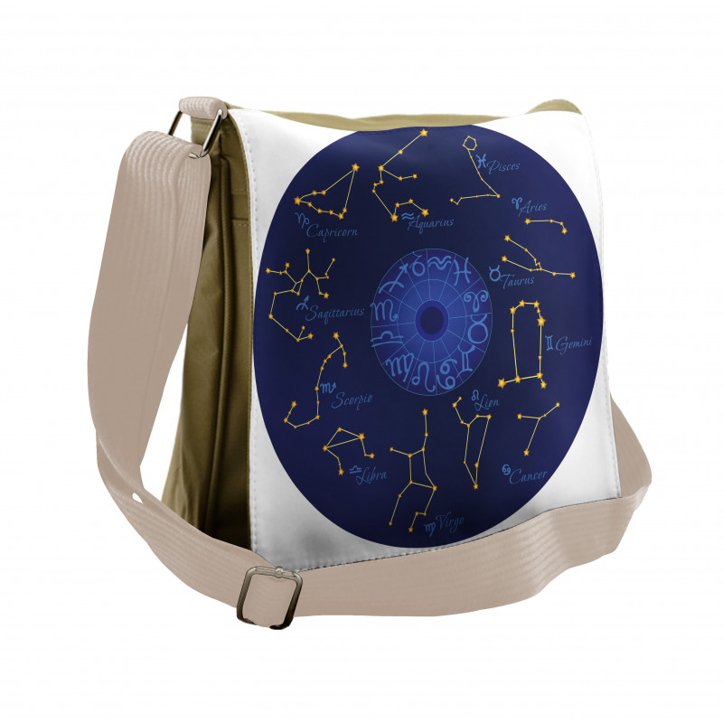 Round Shape Astrology Map Messenger Bag