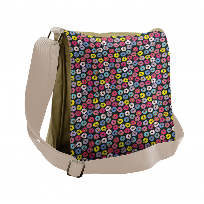 Colorful Ring Donuts Doodle Messenger Bag