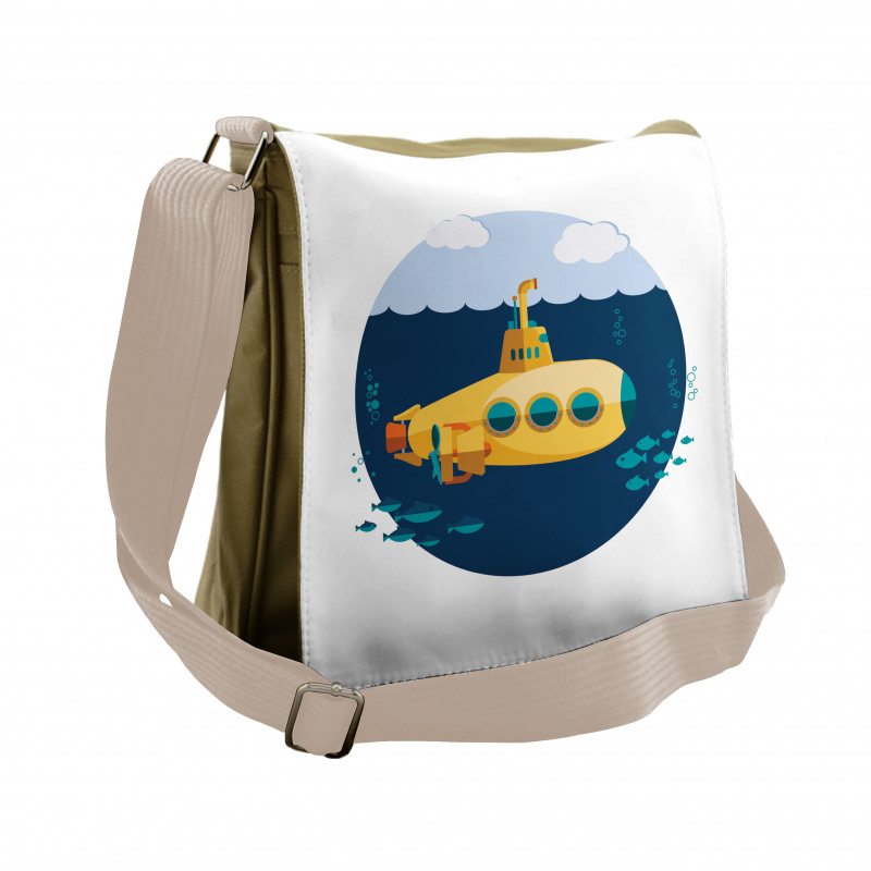 Nautical Wave Fish Bubble Messenger Bag