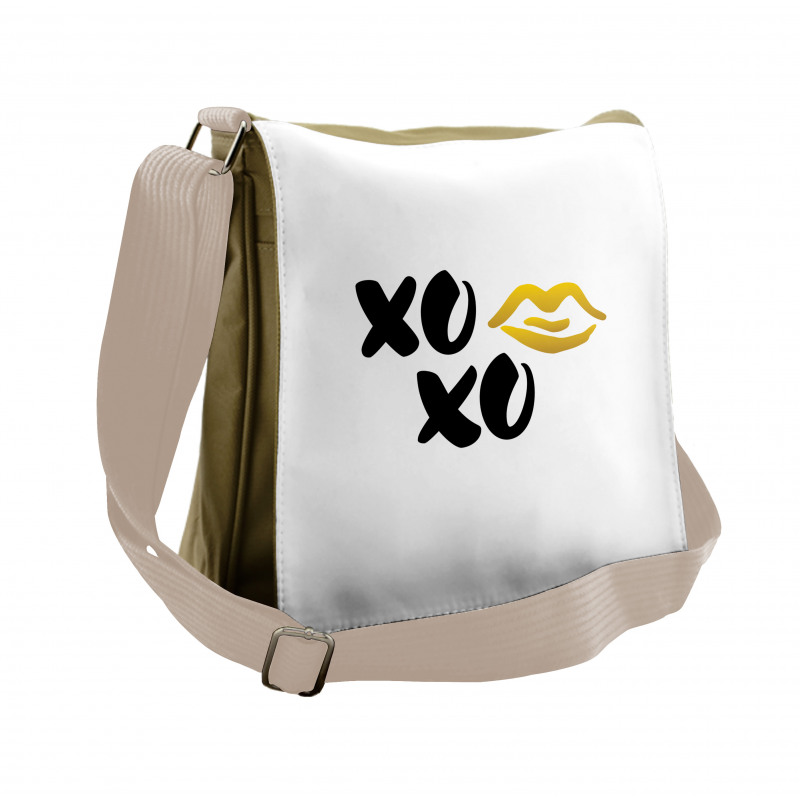 Simple Lettering with Lip Kiss Messenger Bag