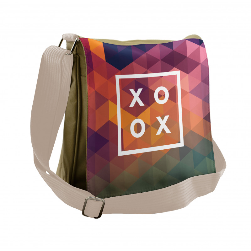 Colorful Geometric Kiss Square Messenger Bag