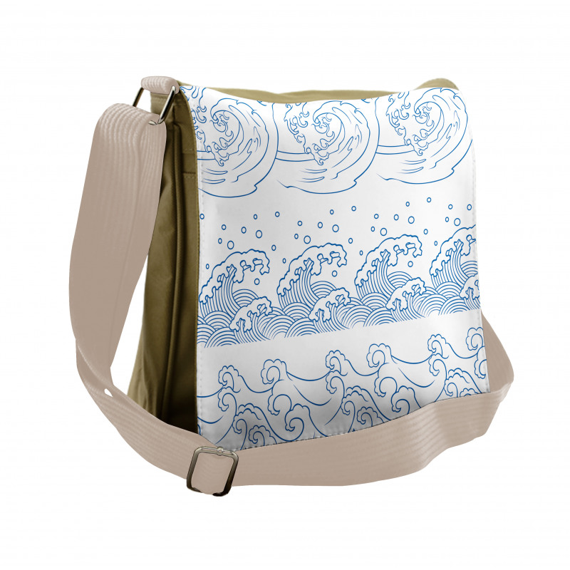 Ocean Curved Tsunami Messenger Bag