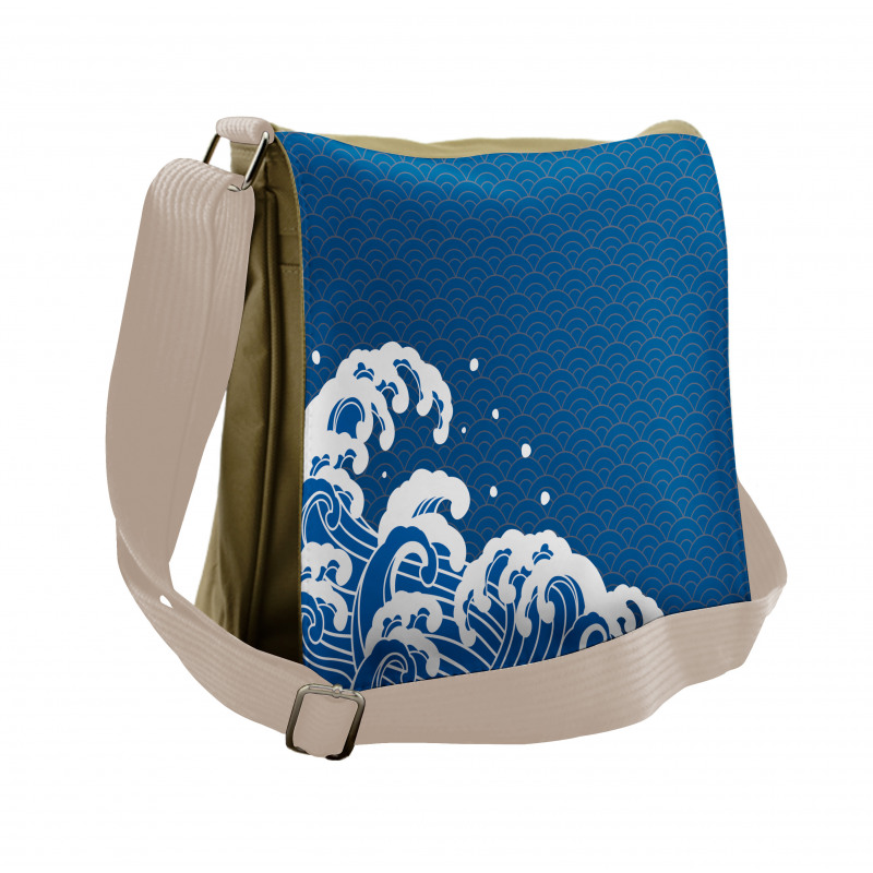 Sea Oriental Waves Messenger Bag