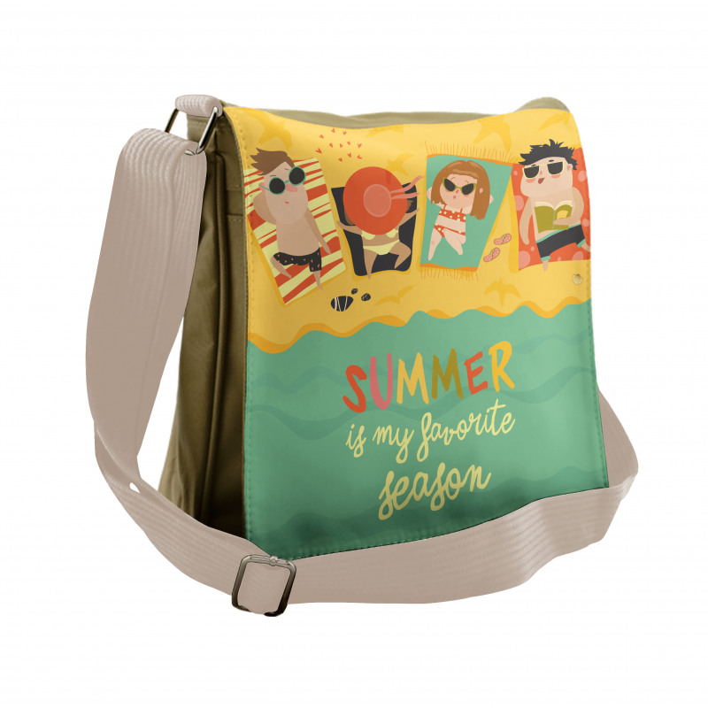 Sunbathing Kids Beach Doodle Messenger Bag