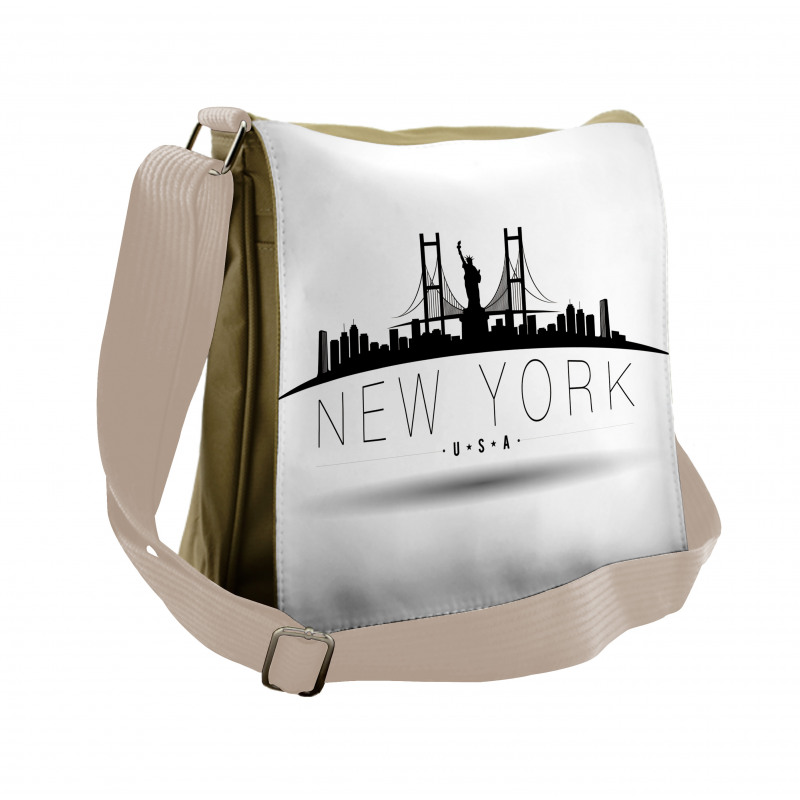 New York USA Wording Landmarks Messenger Bag