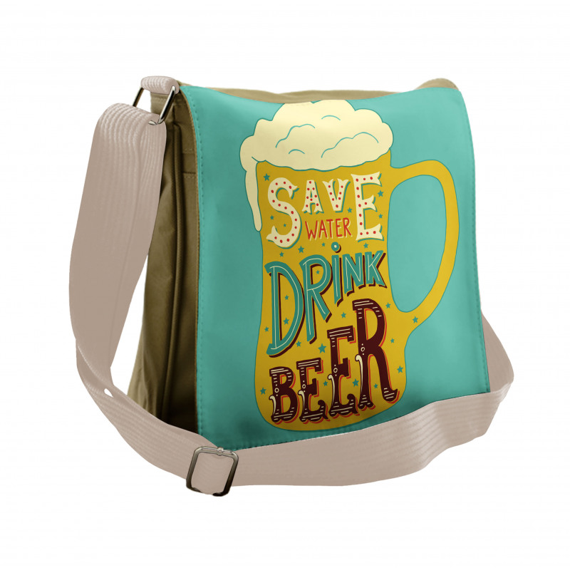 Foamy Beer Glasses Words Messenger Bag